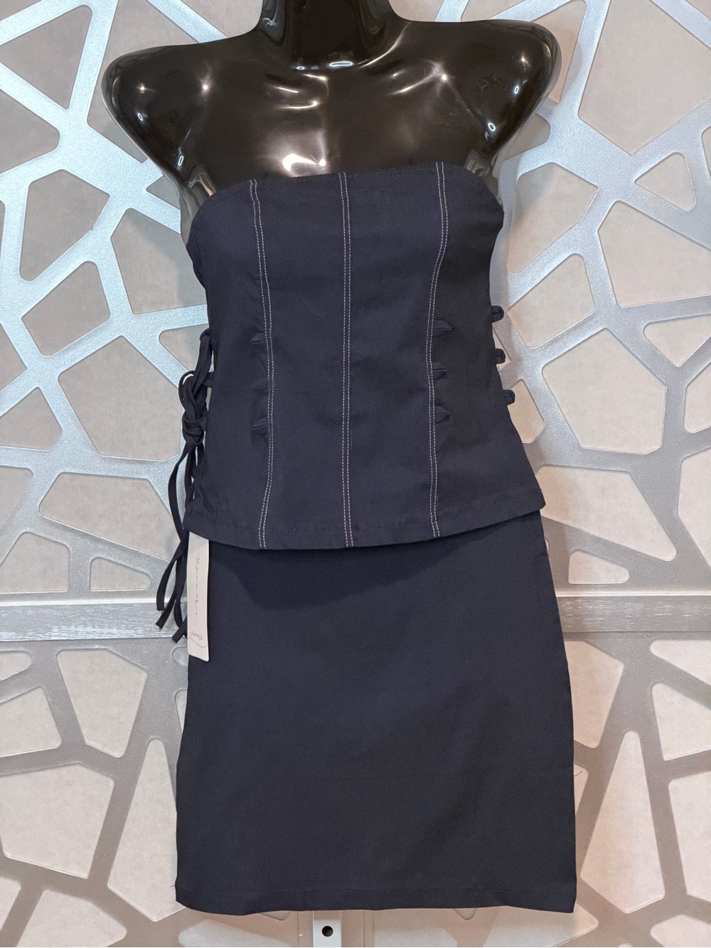 New Arrivals ! Denim look Halter 2pc. Skirt Set